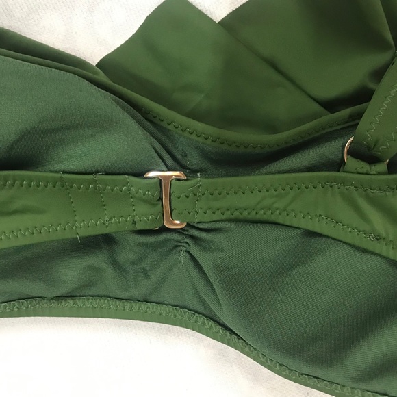 Green Bikini Two-Piece Ruffled One Shoulder Large - Picture 7 of 10